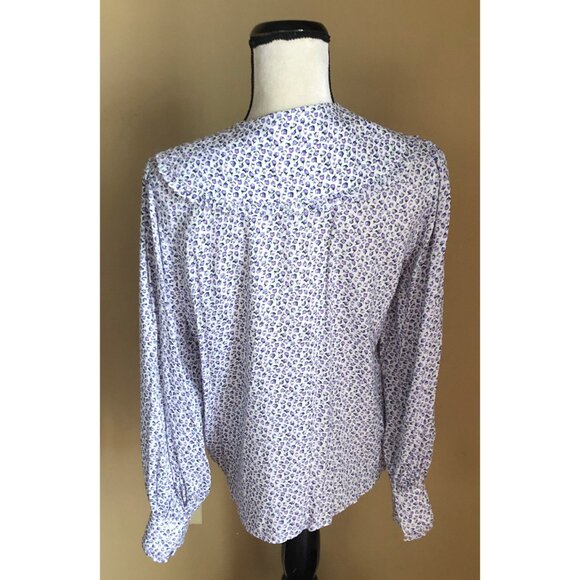 RIXO Misha purple microfloral ruffled statement collar blouse - Picture 5 of 6